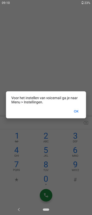 Als uw voicemail niet geïnstalleerd is, selecteert u OK