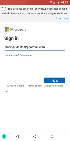 Enter your Email address and select Next