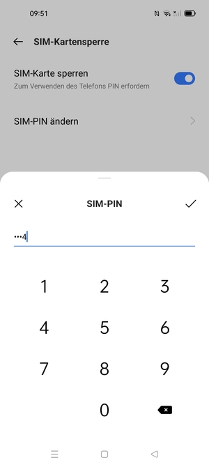 Geben Sie aktuelle PIN für die SIM-Karte ein und wählen Sie OK