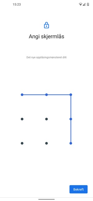 Tegn opplåsingsmønsteret igjen og velg Bekreft