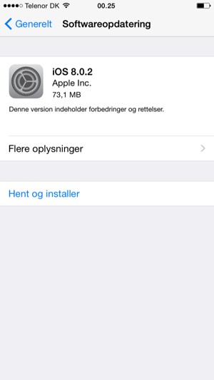 Hvis din iPhone ikke er opdateret, vælg Hent og installer