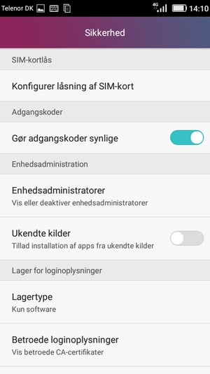 Vælg Konfigurer låsning af SIM-kort
