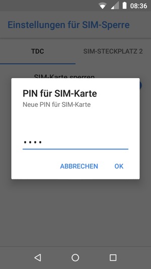 Geben Sie Ihre neue PIN der SIM-Karte ein und wählen Sie OK