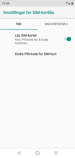 Velg Public og Endre PIN-kode for SIM-kort