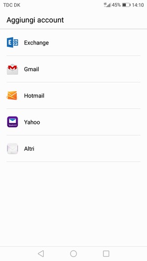 Seleziona Gmail o Hotmail
