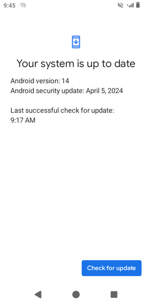 If your phone is up to date, you will see the following screen