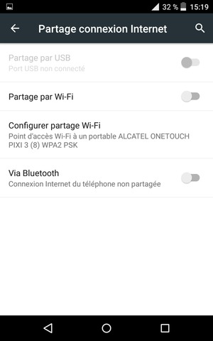 Sélectionnez Configurer partage Wi-Fi