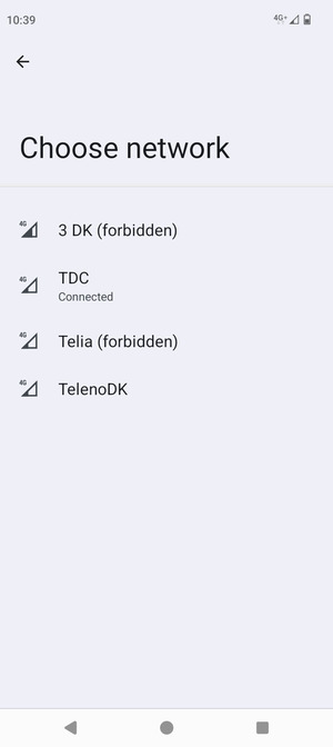 Select a network operator from the list