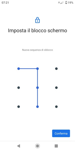 Disegna nuovamente la sequenza di sblocco e seleziona Conferma