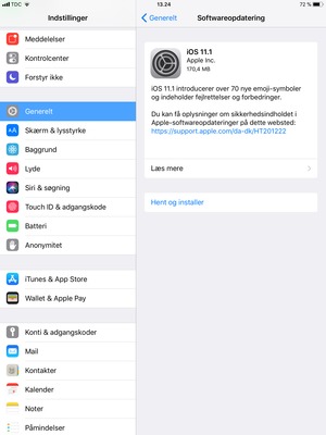 Hvis din iPad ikke er opdateret, vælg Hent og installer