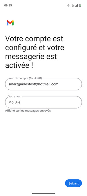 Donnez un nom à votre compte et saisissez votre nom. Sélectionnez Suivant