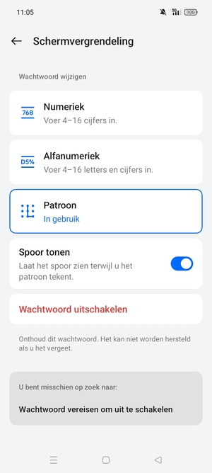 Uw telefoon is nu beveiligd met een schermvergrendeling