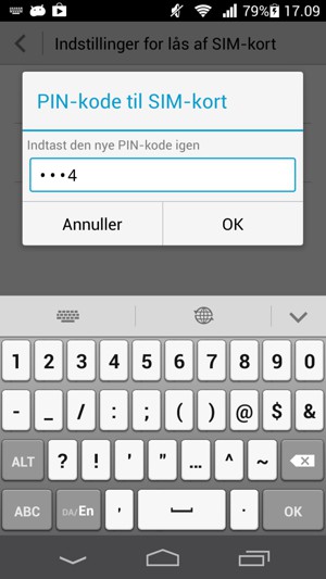 Indtast din nye PIN-kode til SIM-kort og vælg OK