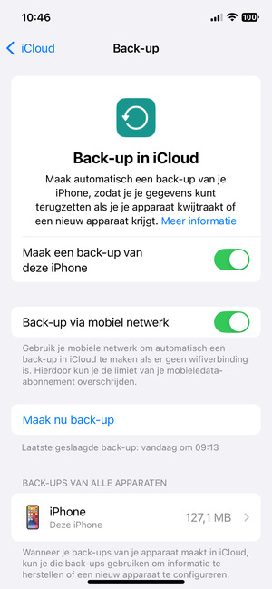 Selecteer Maak nu back-up