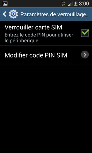 Sélectionnez Modifier code  PIN SIM