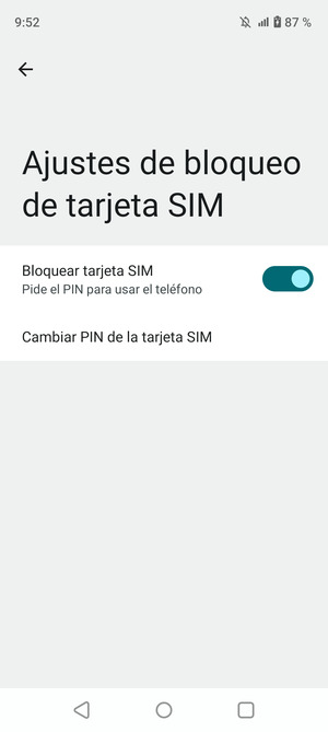 Seleccione Cambiar PIN de la tarjeta SIM