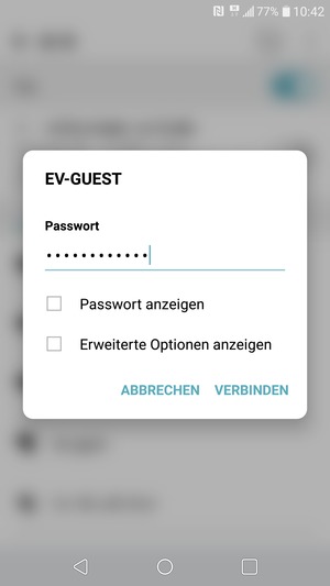 Geben Sie das WLAN-Passwort ein und wählen Sie VERBINDEN