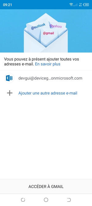 Sélectionnez ACCÉDER À GMAIL