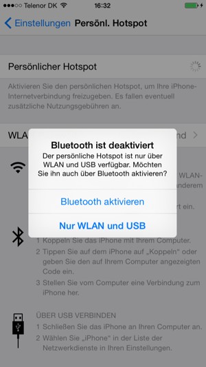 Wählen Sie WLAN und Bluetooth aktivieren