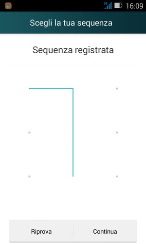 Disegna una sequenza di sblocco e seleziona Continua