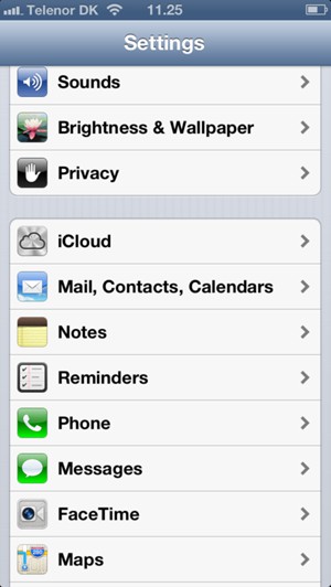 Select Mail, Contacts, Calendars