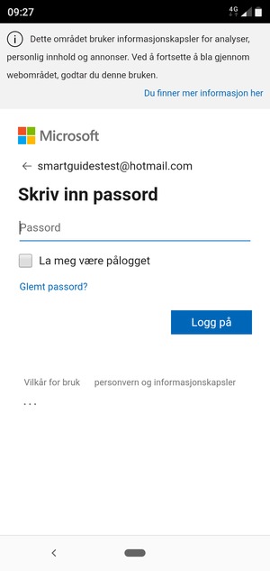 Skriv inn passord og velg Logg på