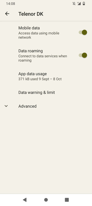 Turn Data roaming on or off