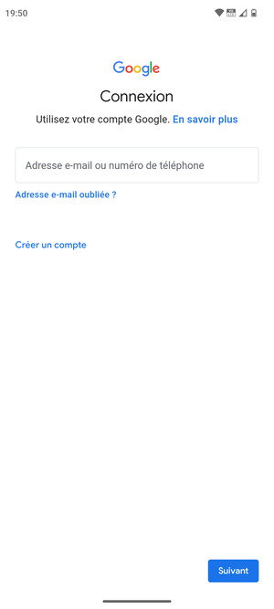 Saisissez votre adresse Gmail et sélectionnez Suivant