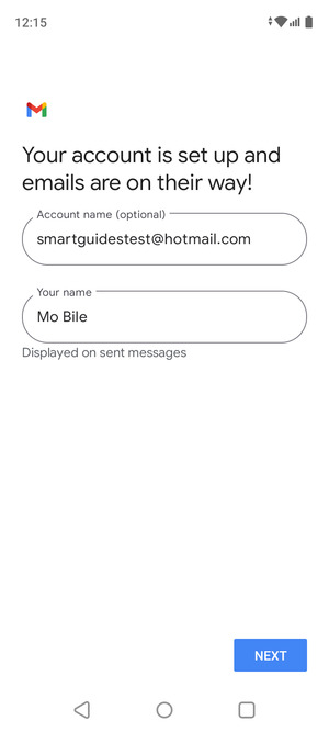 Give your account a name and enter your name. Select NEXT