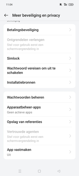 Scroll naar en selecteer Simlock