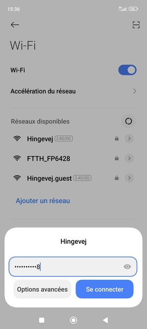 Saisissez le mot de passe du Wi-Fi et sélectionnez Se connecter