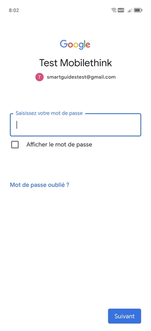 Saisissez votre mot de passe Gmail et sélectionnez Suivant