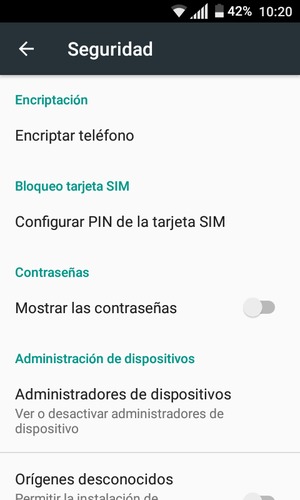 Seleccione Configurar PIN de la tarjeta SIM