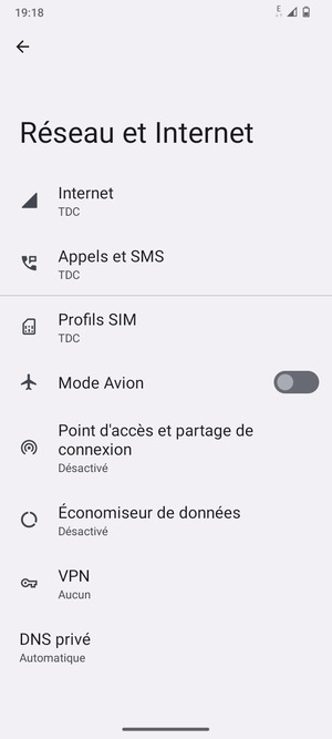 Sélectionnez Point d'accès et partage de connexion