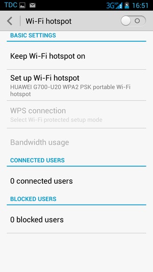 Select Set up Wi-Fi hotspot / Configure Wi-Fi hotspot