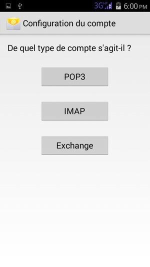 Sélectionnez POP3 ou IMAP