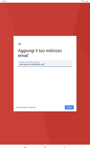 Inserisci il tuo indirizzo email e seleziona AVANTI