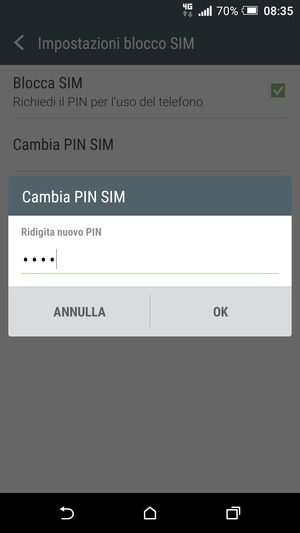 Conferma il nuovo PIN SIM e seleziona OK