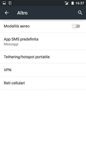 Seleziona Tethering/hotspot portatile