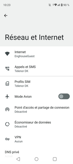 Sélectionnez Profils SIM