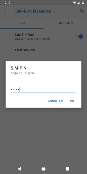 Bekræft din nye SIM PIN og vælg OK
