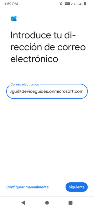 Introduzca su Dirección de correo electrónico y seleccione Configurar manualmente