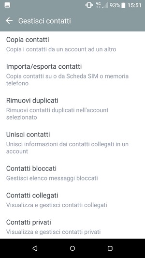 Seleziona Importa/esporta contatti