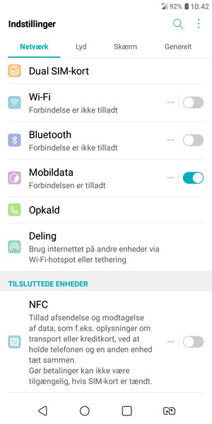 Vælg Netværk og Dual SIM-kort