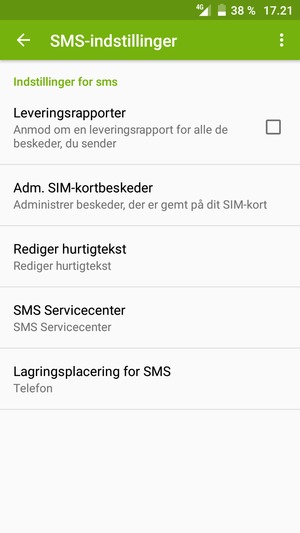 Vælg SMS Servicecenter