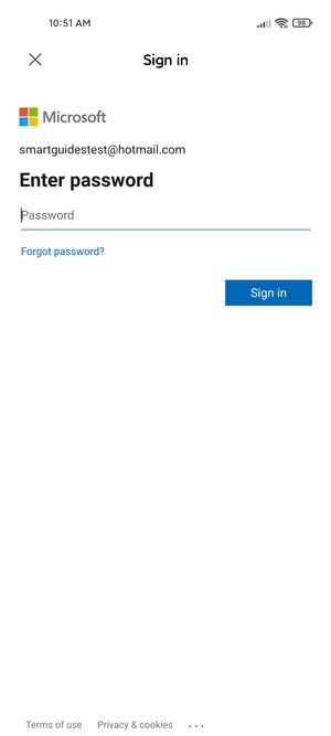 Enter your  Hotmail password and select Sign in