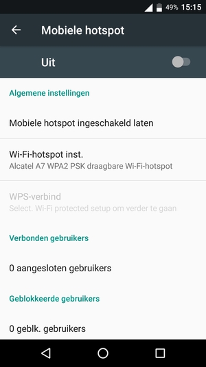 Selecteer Wi-Fi-hotspot inst. / Wifi hotspot instellen