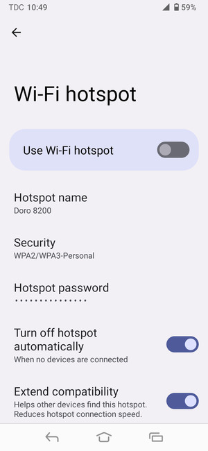 Select Hotspot password