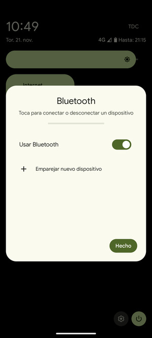 Desactive Usar Bluetooth