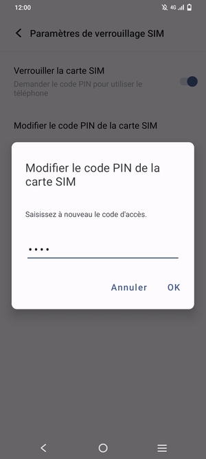 Veuillez confirmer votre nouveau Code PIN et sélectionner OK
